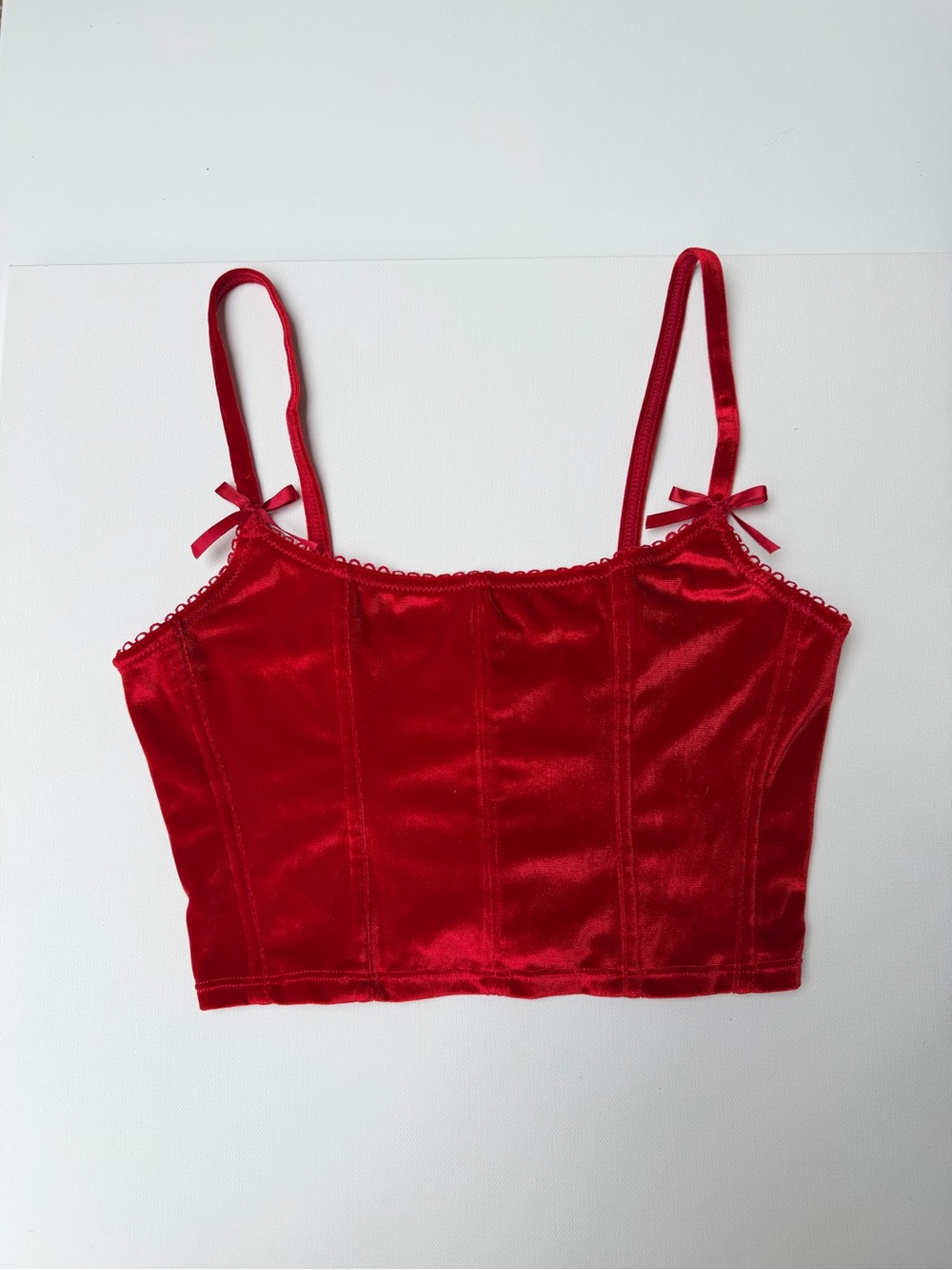 Ardene Red Velvet Cami Crop Top